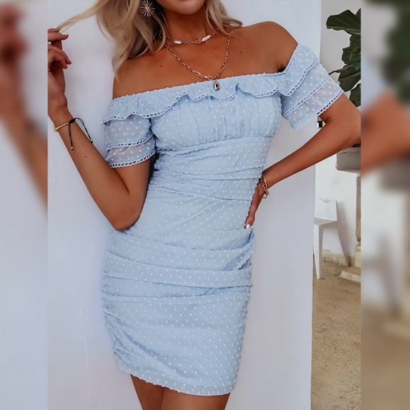 Blue Dream Summer Dress Off Shoulder - Picture 5 of 5
